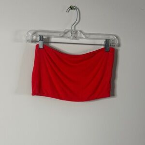 Topshop Red Ribbed Crop Top